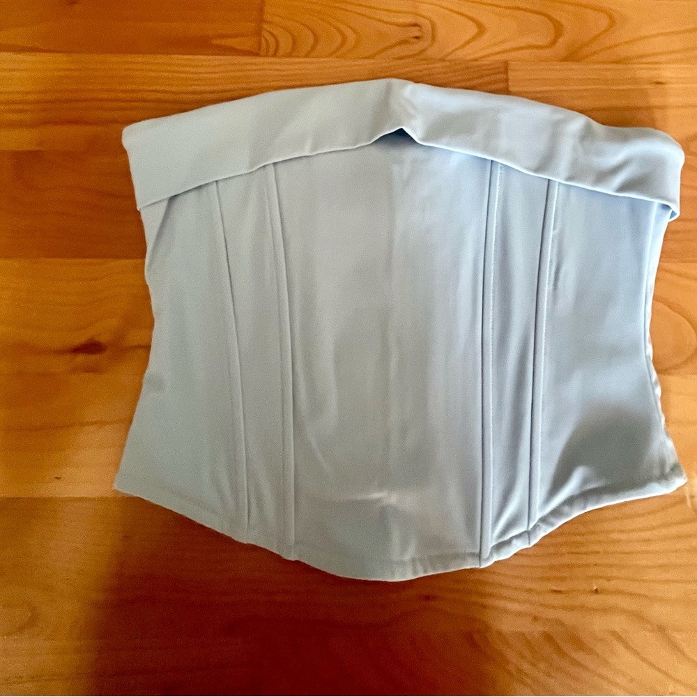 Light Blue Strapless Corset Top